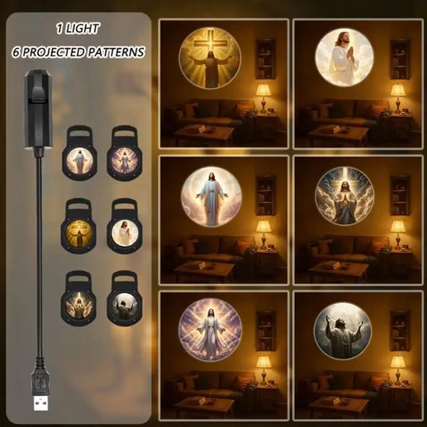 The Norrow Faith Light with its interchangeable scene caps (manufacturer image)